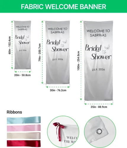 Miniatura 2 de Letrero de bienvenida personalizado para baby shower, pancarta vertical de poliéster, nombre personalizado, diseño de lazo rosa, decoración