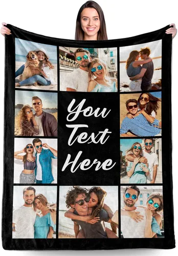 Miniatura 15 de Manta personalizada con fotos, regalos personalizados para el día de San Valentín para él y ella, mantas personalizadas de franela suave