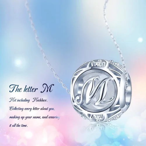 Miniatura 57 de FOREVER QUEEN - Dije con letra inicial de la A a la Z, para pulsera y collar, de plata de ley 925 con cuentas de circonita cúbica, joyería de regalo