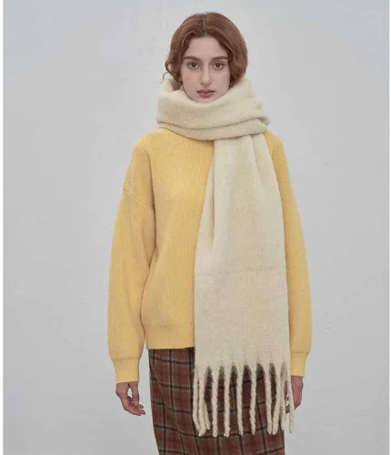 Miniatura 61 de Bufanda grande y gruesa de gran tamaño, esponjosas, de lana grande, gruesa, cálida para invierno