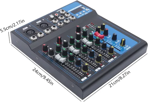Miniatura 4 de Consola de mezcla profesional de 4 canales, mezclador de audio, tablero de sonido, Bluetooth, USB, mezclador de estudio en vivo con unidad USB