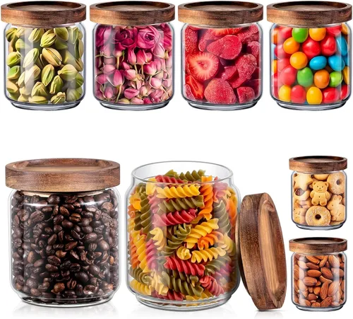 Miniatura 9 de Irenare Paquete de 1 recipiente de vidrio, tarros de especias de almacenamiento de alimentos de 17 onzas con tapas herméticas, recipientes de cocina