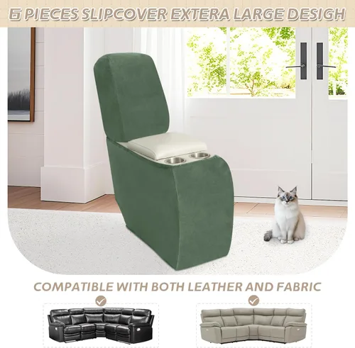 Miniatura 700 de Arfntevss Fundas de sofá seccional reclinable de terciopelo, Funda de sofá seccional de esquina para sofá reclinable, Funda elástica suave
