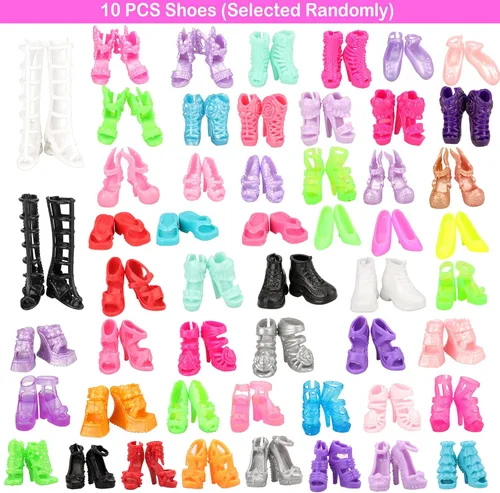 Miniatura 4 de 40 piezas de ropa y trajes para muñecas, 6 pantalones, 10 zapatos, 15 accesorios de maquillaje y 9 accesorios de vajilla para muñecas de 11.5