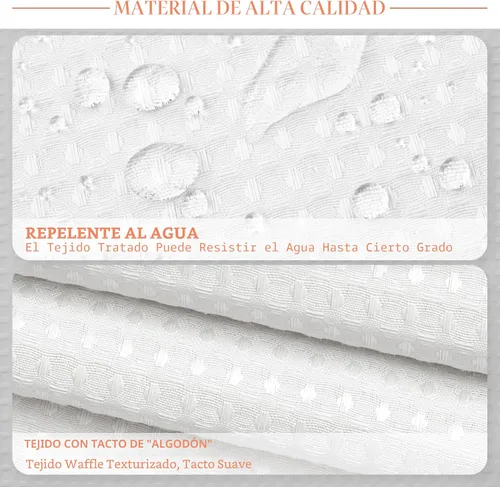 Miniatura 4 de Barossa Design Cortina de ducha blanca con tejido gofre, calidad de lujo, cortinas de ducha de tela para baño, tela con patrón de piqué, repelente