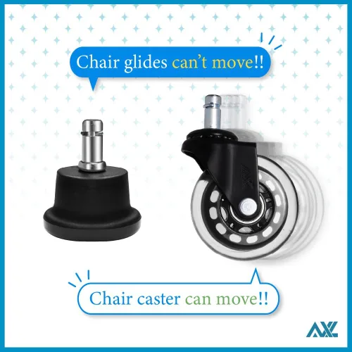 Miniatura 4 de AXL Bell Glides - Taburete giratorio para silla de oficina de perfil bajo para ruedas fijas estacionarias, juego de 5