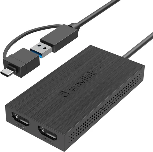 WAVLINK Adaptador HDMI dual/4K (3840 x 2160 @ 30Hz) Salida de pantalla/1 puerto de salida HDMI compatible con 4K