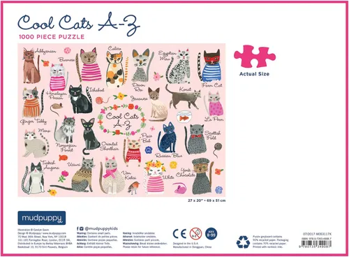 Miniatura 3 de Galison, Puzzle Cool Cats A-Z 1000 Pieza Gatos geniales