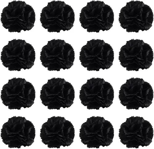 40 cabezas de flores artificiales de caléndula falsas para Halloween, flores de caléndula mexicanas falsas, cabezas de flores realistas, color negro