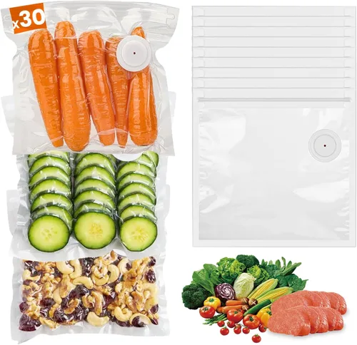 30 bolsas reutilizables selladoras al vacío para alimentos, bolsas de almacenamiento de alimentos de 10 x 11 pulgadas, bolsas herméticas duraderas,