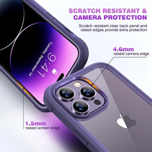 Miniatura 42 de Diaclara Funda diseñada para iPhone 16, mejorada [protección completa de la cámara], carcasa resistente de cuerpo completo con protector de pantalla