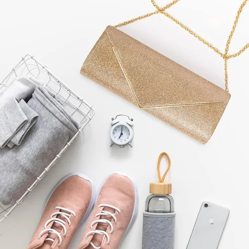 Miniatura 3 de Larcenciel Bolsos de mano para mujer, bolsa de noche brillante con cadena desmontable