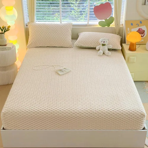 Miniatura 20 de ZIQINPSQ Sábana Bajera Ajustada de Forro Polar Tamaño Individual - Sábanas de Forro Polar Ultra Suaves y Peludas para Invierno, Sábana Inferior