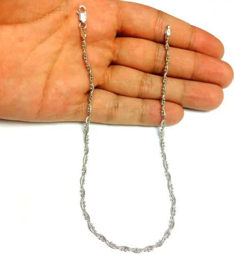 Miniatura 5 de Braided Bead And Snake Style Chain Anklet In Sterling Silver