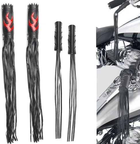 Miniatura 9 de Paquete de 2 correas universales para manillar de motocicleta de 19 pulgadas de largo, con flecos, para Harley para Yamaha y Kawasaki, paquete de 2