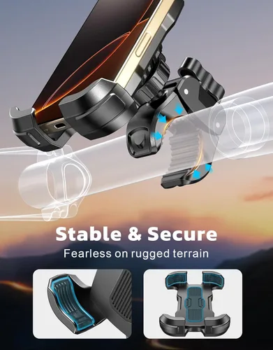 Miniatura 3 de Soporte de teléfono para motocicleta, [bloqueo de un clic] soporte para teléfono de bicicleta, [protección acolchada mejorada] Soporte de teléfono