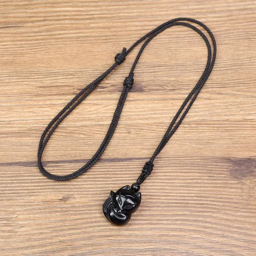Miniatura 4 de COAI Collar con colgante de zorro de piedra para hombre y mujer, Piedra, Jaspe