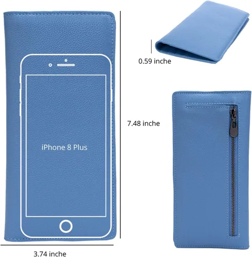 Miniatura 5 de Bveyzi Billeteras de cuero ultrafino con bloqueo RFID para tarjetas de crédito, billetera plegable para mujer