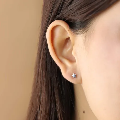 Miniatura 3 de Boma Pendientes de plata de ley con diseño de estrella, Plata de ley