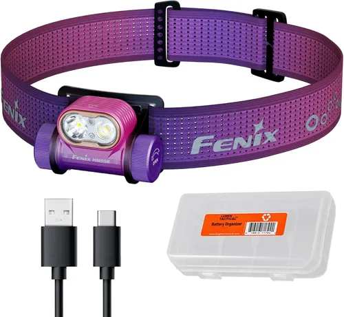 Fenix HM55R linterna frontal recargable, foco de 1200 lúmenes y luz roja, ligera, larga duración, carga USB, impermeable para acampar, hacer Nebular
