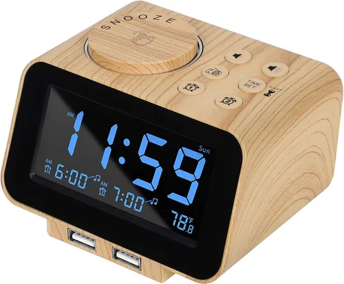 Miniatura 8 de uscce Reloj despertador digital con alarma dual - Atenuador 0-100% con modo de día laborable/fin de semana, 6 sonidos con volumen ajustable, radio
