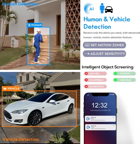 Miniatura 4 de PANOEAGLE Cámara POE a todo color de 8 MP, cámara IP de torreta para exteriores con micrófono, cámaras de seguridad 4K, detección de humanos