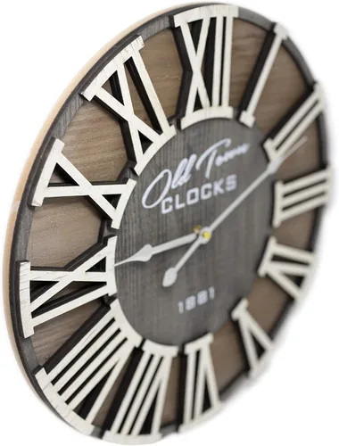 Miniatura 3 de Reloj de pared rústico de madera romana de 30 pulgadas, manecillas plateadas (letras de madera blanca, 30 pulgadas)