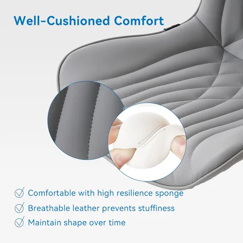 Miniatura 9 de YOUNIKE Silla de Oficina, Silla de Escritorio sin Brazos con Ruedas, Sillas Giratorias Ajustables Rodantes para Oficina en Casa Computadora y Gris