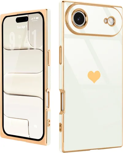 Miniatura 66 de Compatible con iPhone 12 Funda Rectangular Bonita Chapado Dorado Lujo Corazón de Amor Funda de Teléfono para Mujeres Niñas A Prueba de Golpes