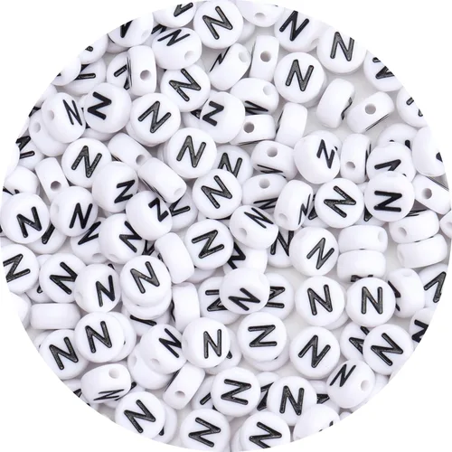 Miniatura 22 de 100 cuentas de letras – Cuentas redondas blancas del alfabeto acrílico de 0.16 x 0.27 pulgadas para hacer joyas, pulseras, collares y llaveros