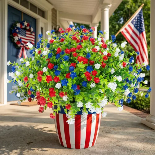 Miniatura 11 de Hananona 12 piezas de flores artificiales para exteriores, plantas artificiales falsas resistentes a los rayos UV, flores de plástico a granel