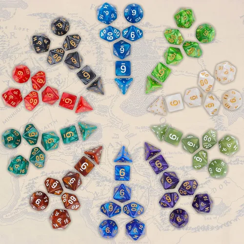 Miniatura 2 de Coyeekn Juegos de Dados DND, 10 X 7 Juegos (70 Piezas) Dados Poliédricos para Dungeons and Dragons RPG MTG D&D Juego de Mesa con 1 Bolsa Grande D4