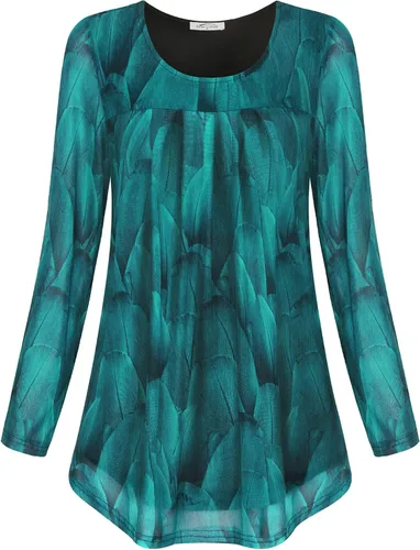 Miniatura 2 de SeSe Code Blusas de malla de manga 34 enrollada para mujer, plisadas, elásticas, blusas fluidas