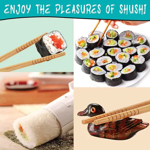 Miniatura 5 de SmileTools Kit de Fabricación de Sushi para Principiantes - Juego de 22 Piezas para Hacer Sushi con Esterilla de Bambú, Bazooka de Sushi, Cuchillo