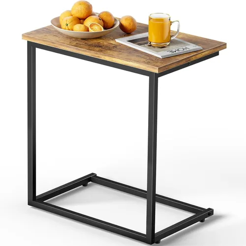 Miniatura 9 de Pipishell - Mesa auxiliar en forma de C de 27 pulgadas de alto, mesa lateral para sofá deslizable debajo, mesa de sofá en forma de C para sala