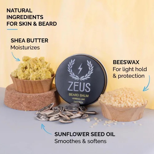 Miniatura 2 de ZEUS Bálsamo para barba, cera de abeja natural y bálsamo de manteca de karité, acondicionador suavizante para vello facial, fabricado en Estados