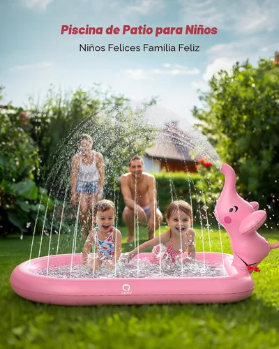 Miniatura 7 de QPAU Almohadillas de salpicaduras para niños pequeños de 1 a 3 años, tapete de juguete de elefante rosa para niños, tapete de juego al aire libre