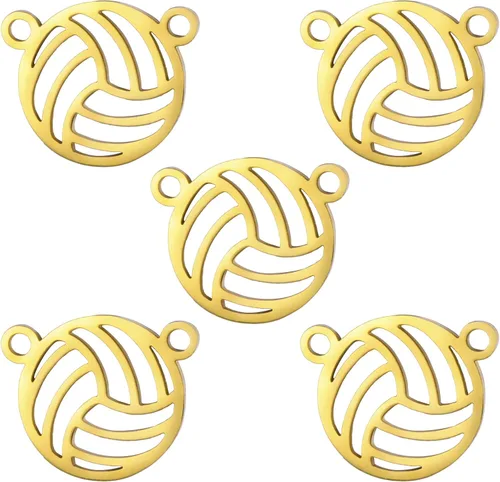 Miniatura 14 de kkjoy 5 dijes de bola deportiva de acero inoxidable para hacer joyas y manualidades, varios dijes, suministros de manualidades, accesorios