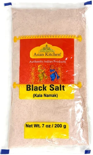 Asian Kitchen Sal negra (Kala Namak Mineral) en polvo, vegana 7.05 oz (7 onzas) sin refinar, pura y natural, apta para gluten, sin OMG, origen