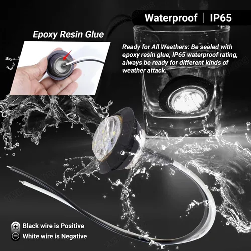 Miniatura 7 de TMH Luces marcadoras laterales redondas de 1-1/4 pulgadas, 6 luces LED de bala blanca, luces marcadoras LED de remolque, montaje en superficie