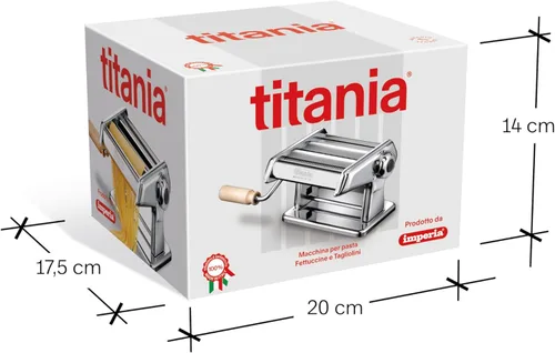 Miniatura 7 de Imperia Titania Pasta Maker - La máquina está 100% fabricada en Italia, construcción de acero resistente, rodillo manual con mango de madera