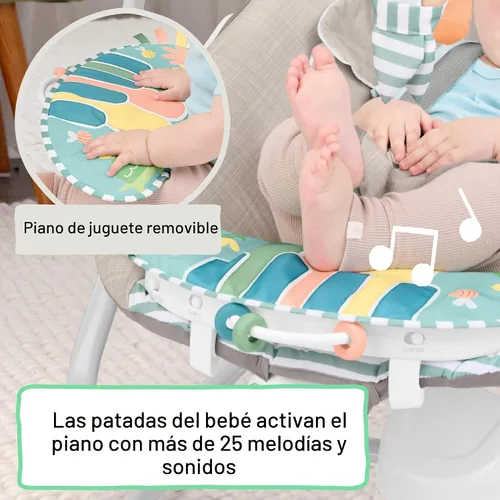 Miniatura 3 de Ingenuity SimpleComfort Piano Playtime - Columpio y balancín 4 en 1 para bebé, calma y crece con el bebé, columpio giratorio en 3 direcciones, 6