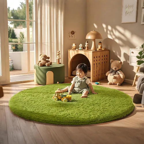Miniatura 185 de Ophanie Alfombra Verde de Césped, Alfombras de Área para Dormitorio, Alfombra Shag Esponjosa de 4x6 pies, Suave Peluda Afelpada Linda para Niños 7