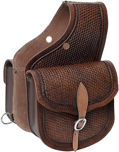 Miniatura 12 de HILASON Bolsa de sillín de caballo de cuero suave marrón Cierre ajustable ecuestre occidental