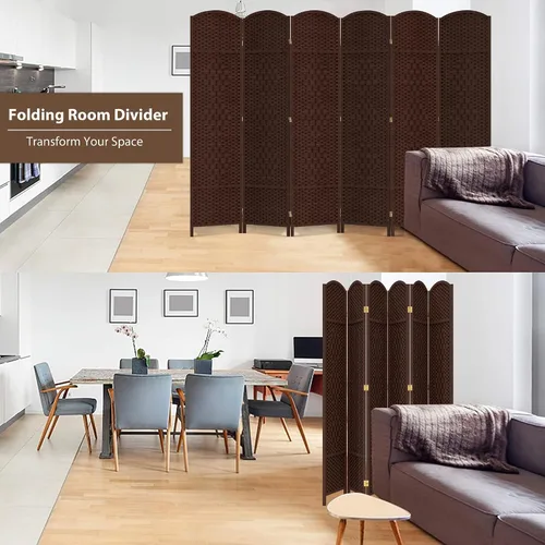 Miniatura 2 de Duraspace Divisor de habitación de 6 paneles de 6 pies de alto, fibra de tejido independiente, doble bisagra, pantalla plegable extra ancha