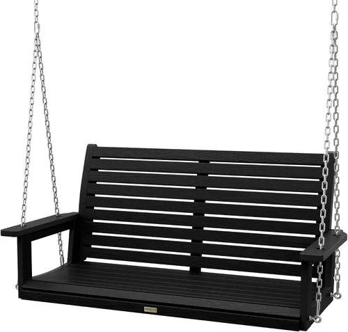 Miniatura 13 de YEFU Columpio colgante para porche al aire libre: banco de columpio de patio de 2 asientos, silla de columpios para todo tipo de clima con cadenas