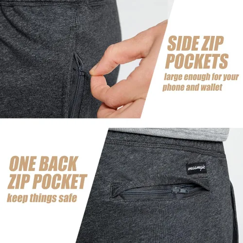 Miniatura 3 de maamgic Pantalones cortos deportivos para hombre de 7 pulgadas por encima de la rodilla, pantalones cortos de gimnasio con bolsillos con cremallera