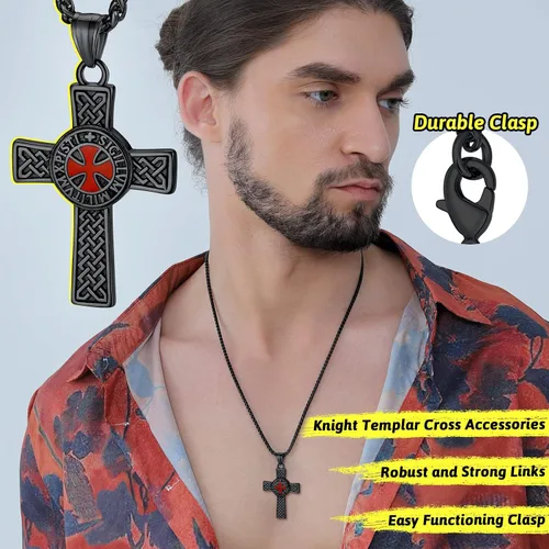 Miniatura 2 de FaithHeart Collar de sello de caballeros templarios, joyería de Cristo compañeros soldados para hombres y mujeres con delicado embalaje de regalo