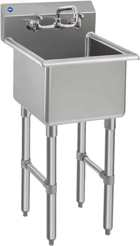 ROCKPOINT Fregadero de acero inoxidable con grifo de 8 pulgadas, fregadero comercial hecho a mano con 15 pulgadas de profundidad x 15 pulgadas de