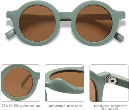 Miniatura 2 de SOJOS - Lentes de sol redondos polarizados para niños y niñas, protección ultravioleta 400 (UV400), lentes de sol para las vacaciones en la playa